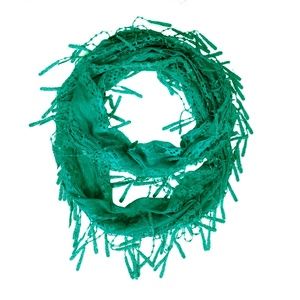 New Fashion Sheer Infinity Lace Scarf Teal Color